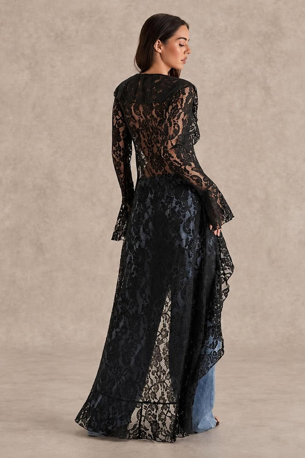 Lace Cardigan With Ruffle Trim - 3