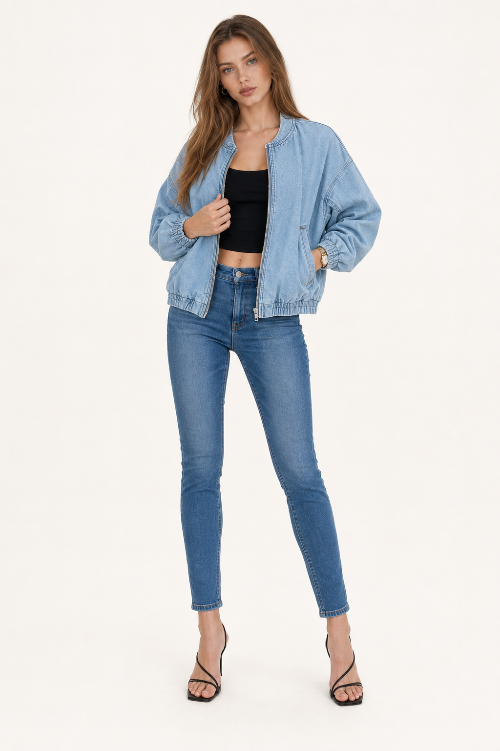 Blue Lightweight Zip-Front Bomber Jacket - view 2
