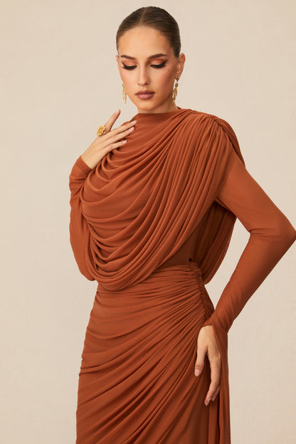 Mesh Cowl Neck Maxi Dress - view 3