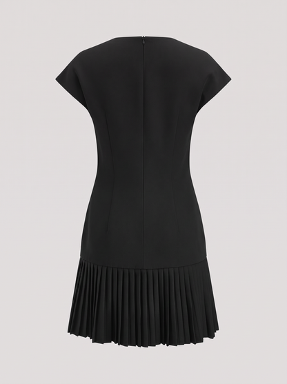 Black Pleated Woven Mini Dress - view 5