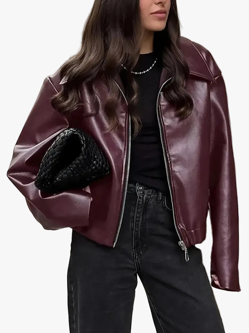 Coated Bomber Jacket with Point Collar - view 2