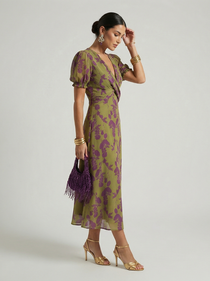 Lightweight Floral Wrap Midi Dress - view 2