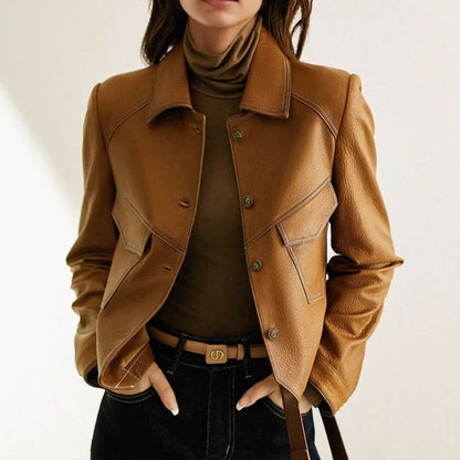 Slim Fit Leather Moto Jacket - view 2