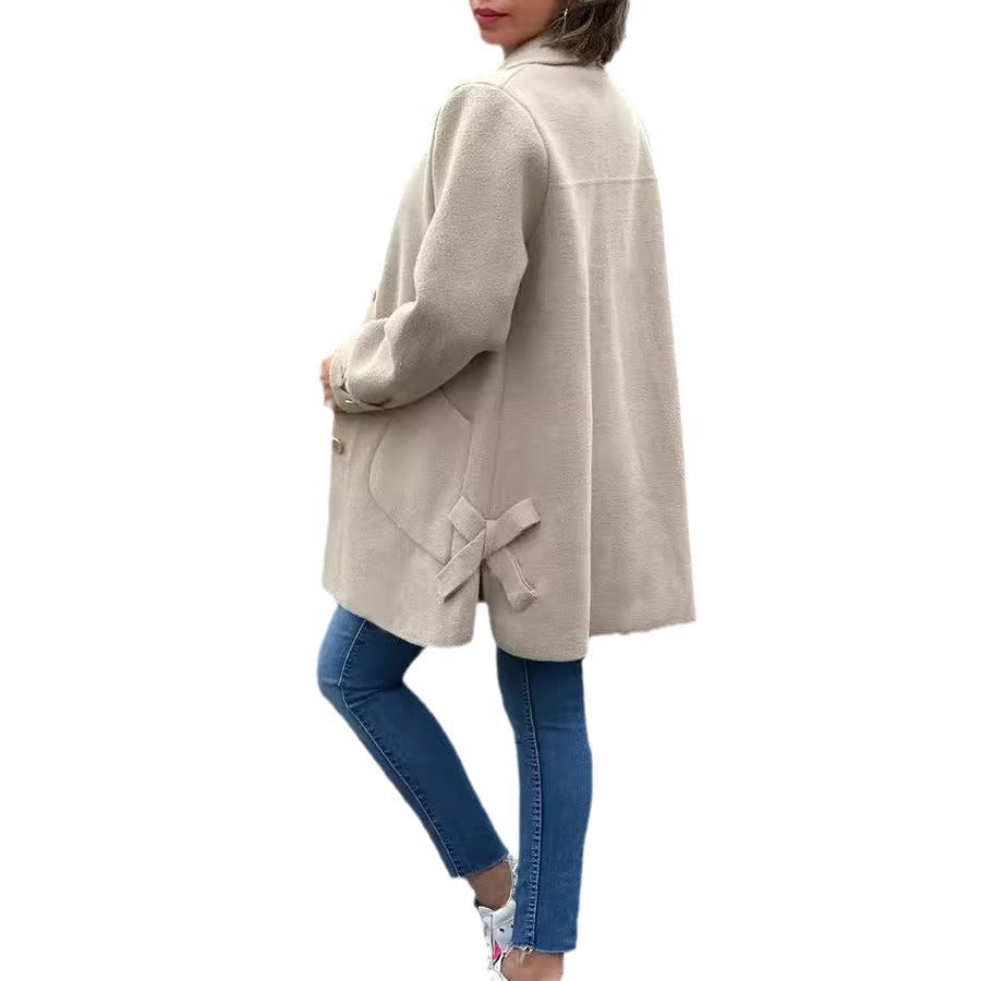 Oversized Buttoned Coat With Patch Pockets - view 5