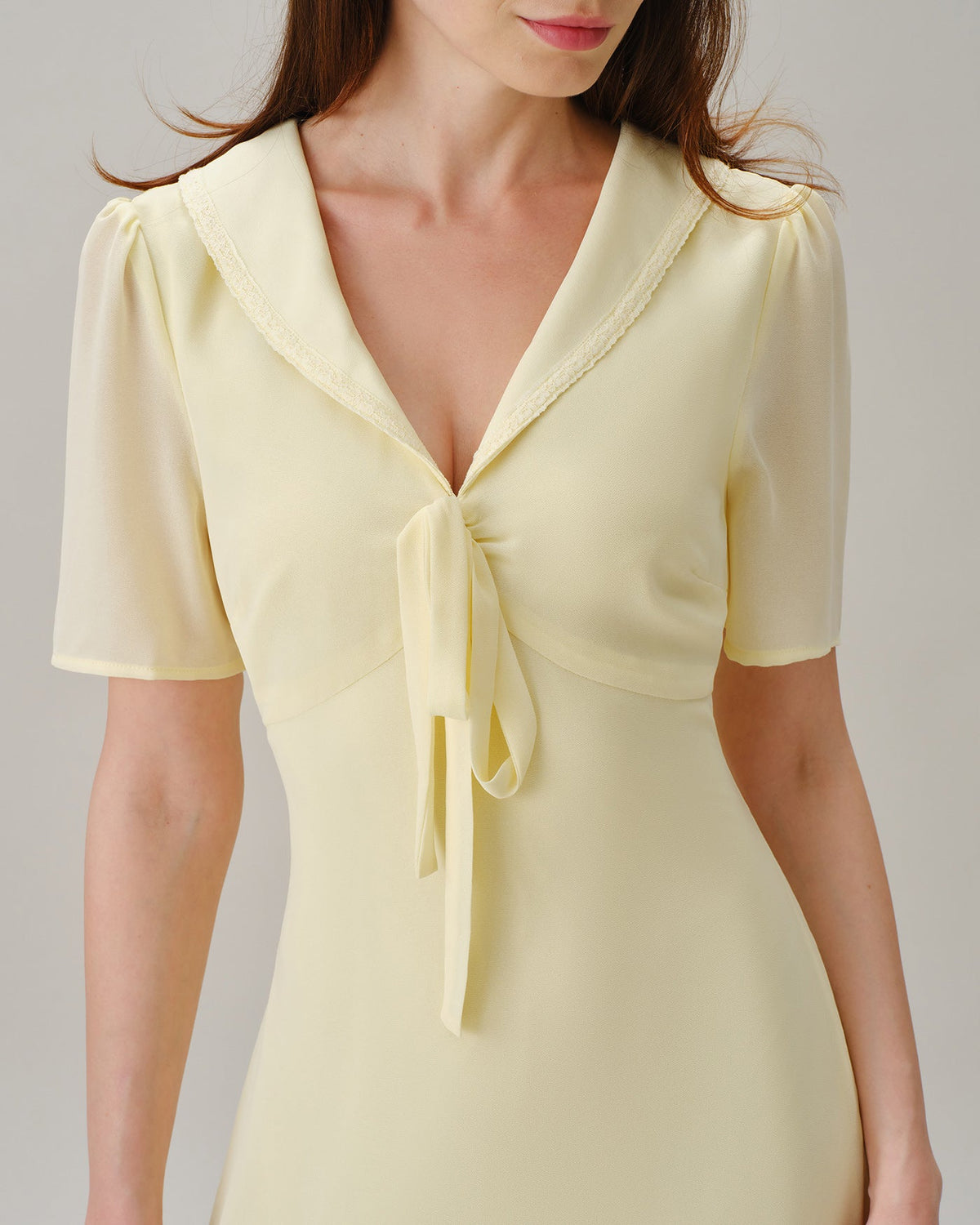 Yellow V-neck tie-waist maxi dress - view 3