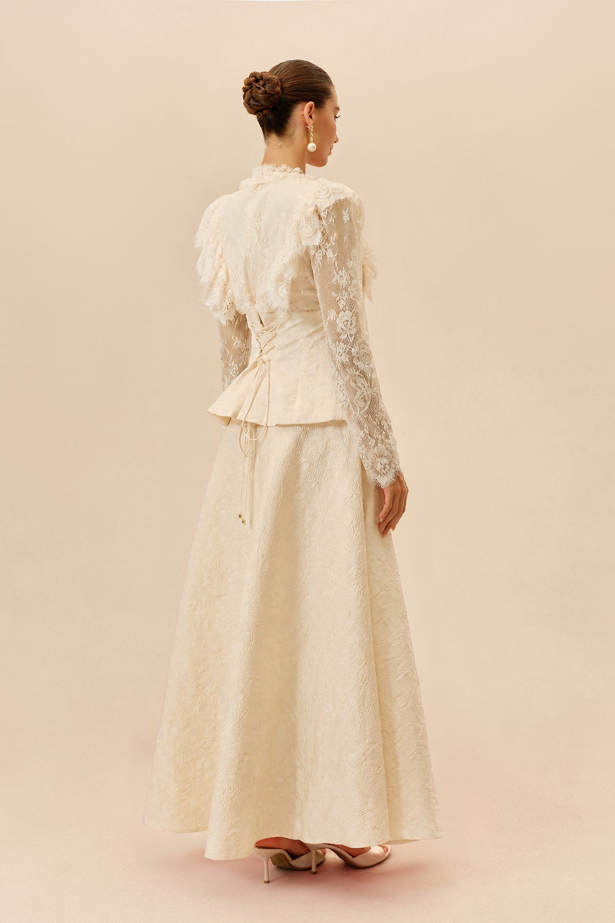 Beaded Embroidery Jacket and Flared Skirt Set - view 4