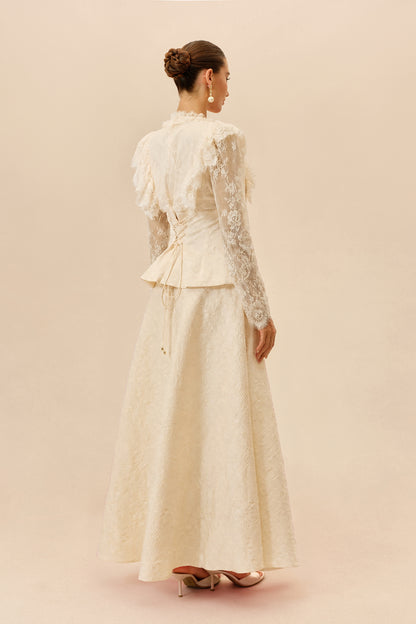 Beaded Embroidery Jacket and Flared Skirt Set - view 4
