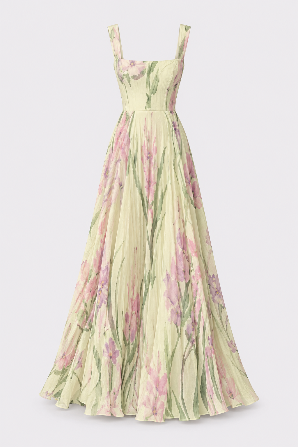 Polyester Floral Dress With Square Neck - 6