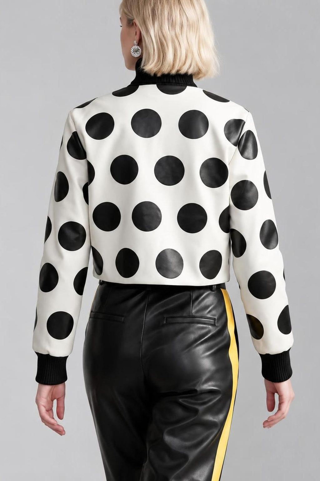 Polyester Zip-Front Jacket - Black And White - 5