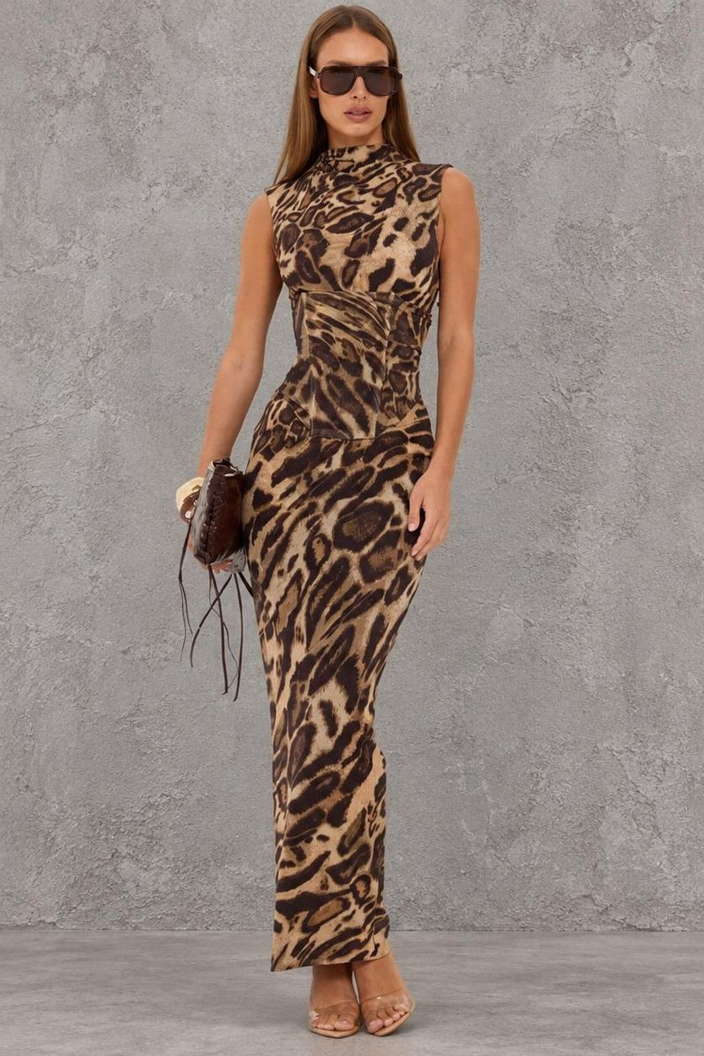 Leopard Print Bodycon Maxi Dress - 2