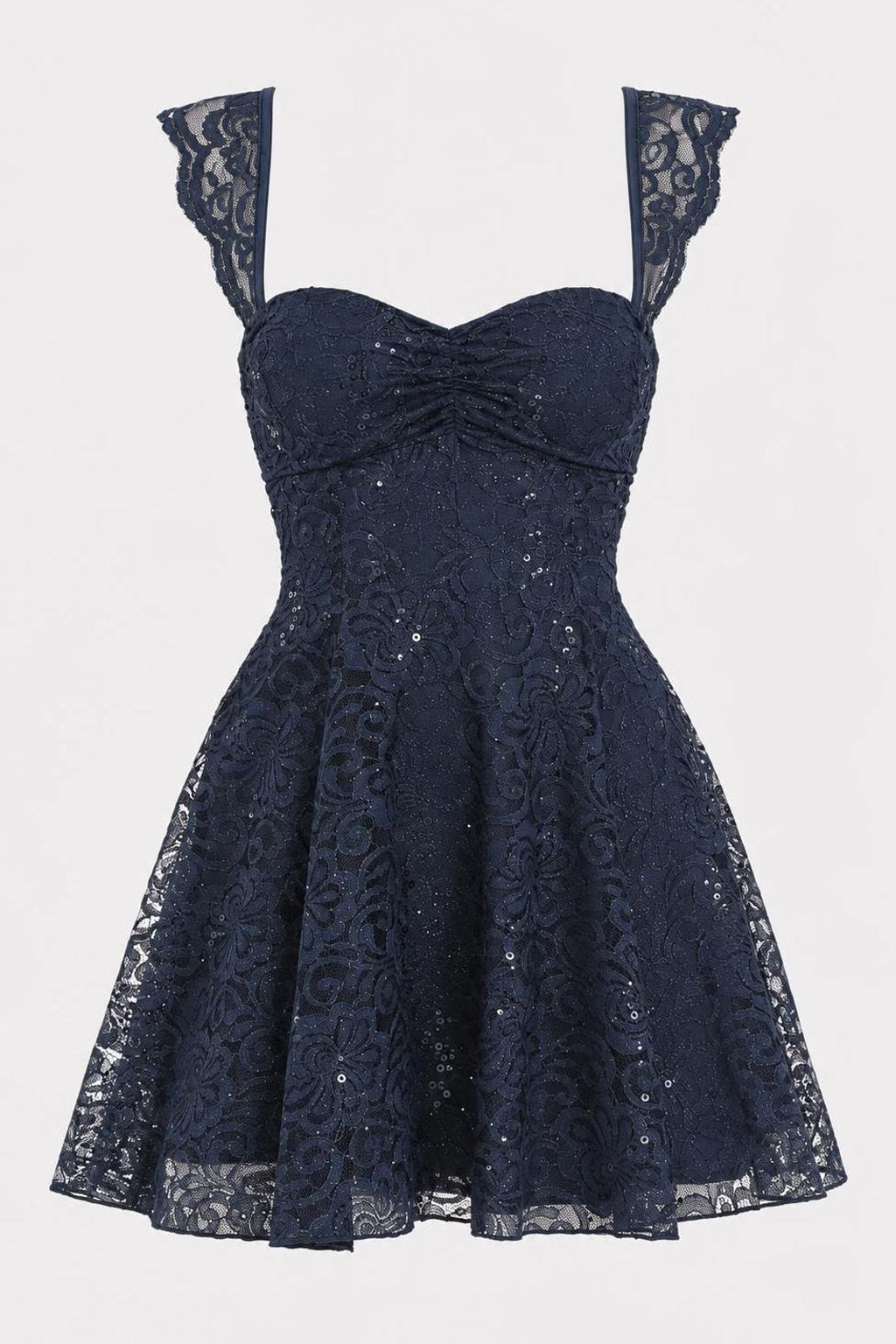 Lace Sequin Dress With Fit-And-Flare Cut - 1