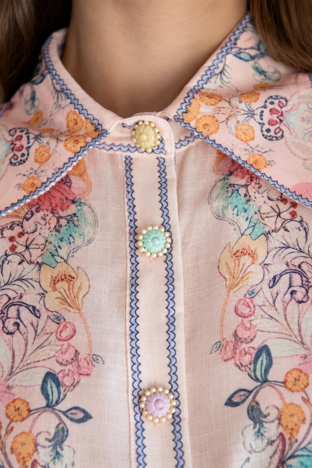 Cotton Linen Floral Dress - 8