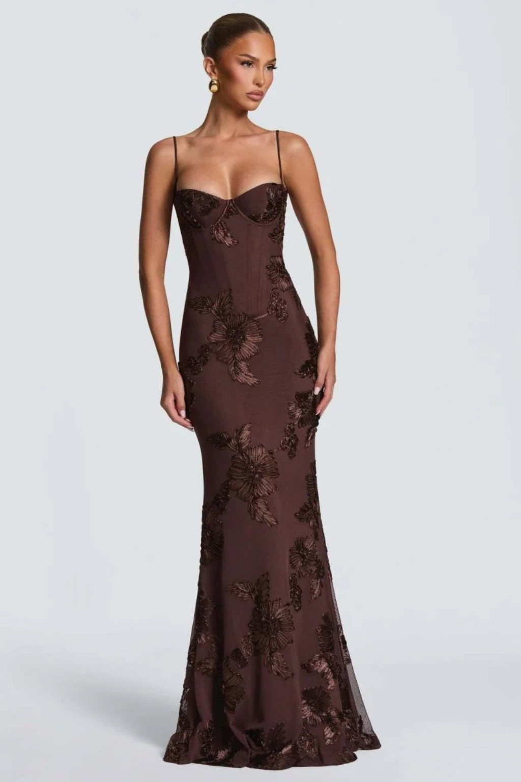 Embroidered Maxi Dress With Mermaid Silhouette - 10
