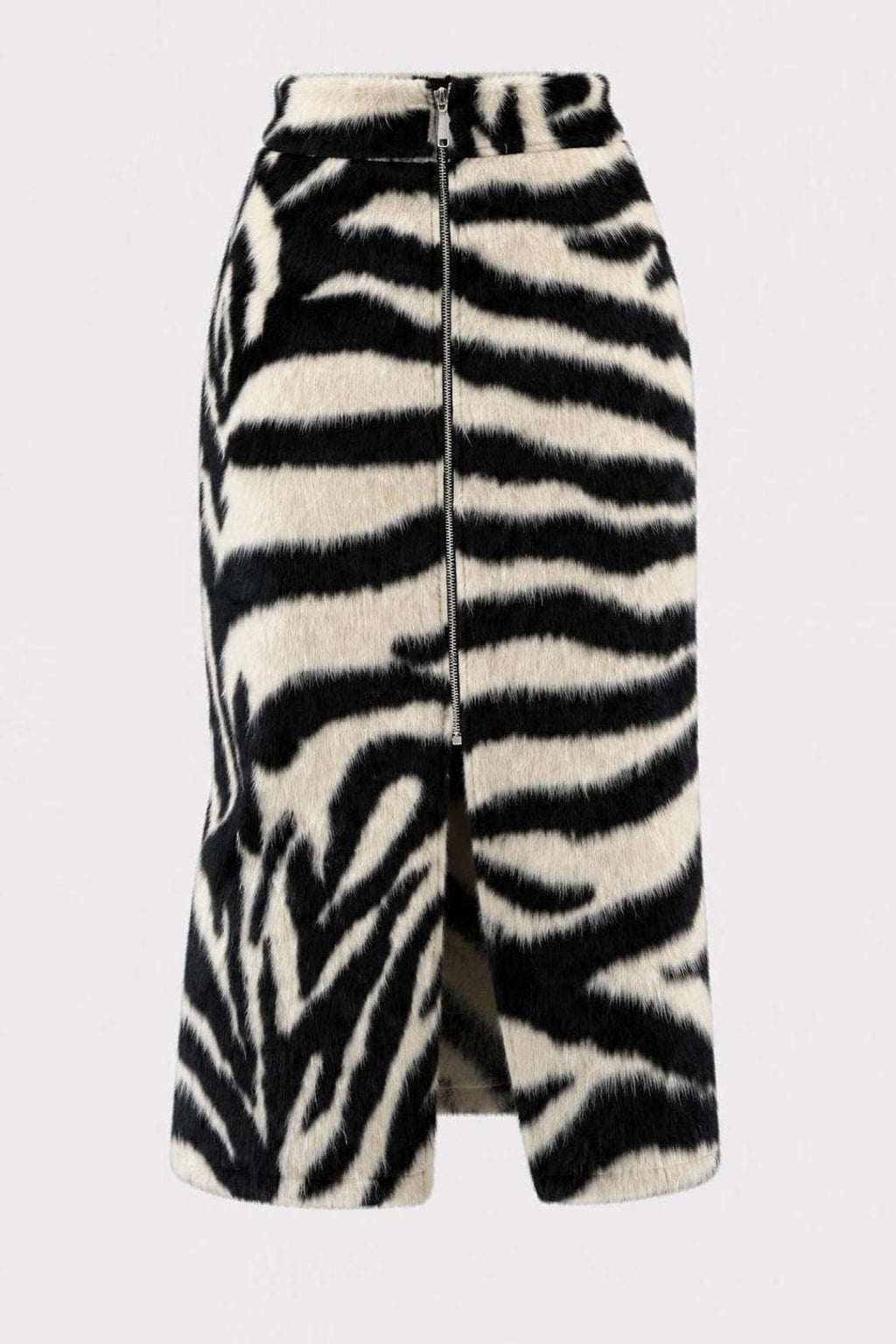 Faux Fur Midi Skirt With Zebra Print - 1