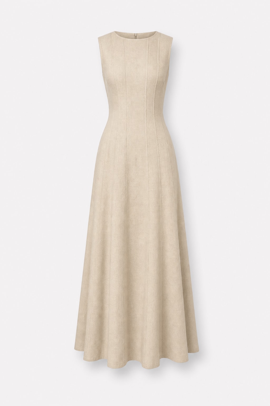 Woven Sleeveless Maxi Dress With Boat Neckline - 1