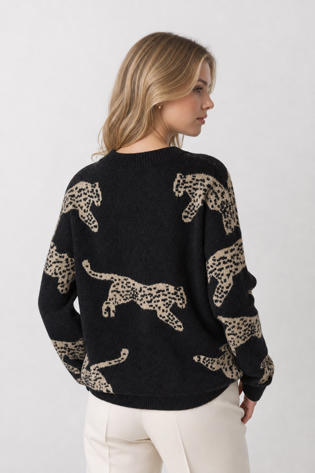 Leopard Print Knit Sweater - view 5