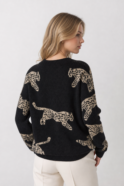 Leopard Print Knit Sweater - view 5