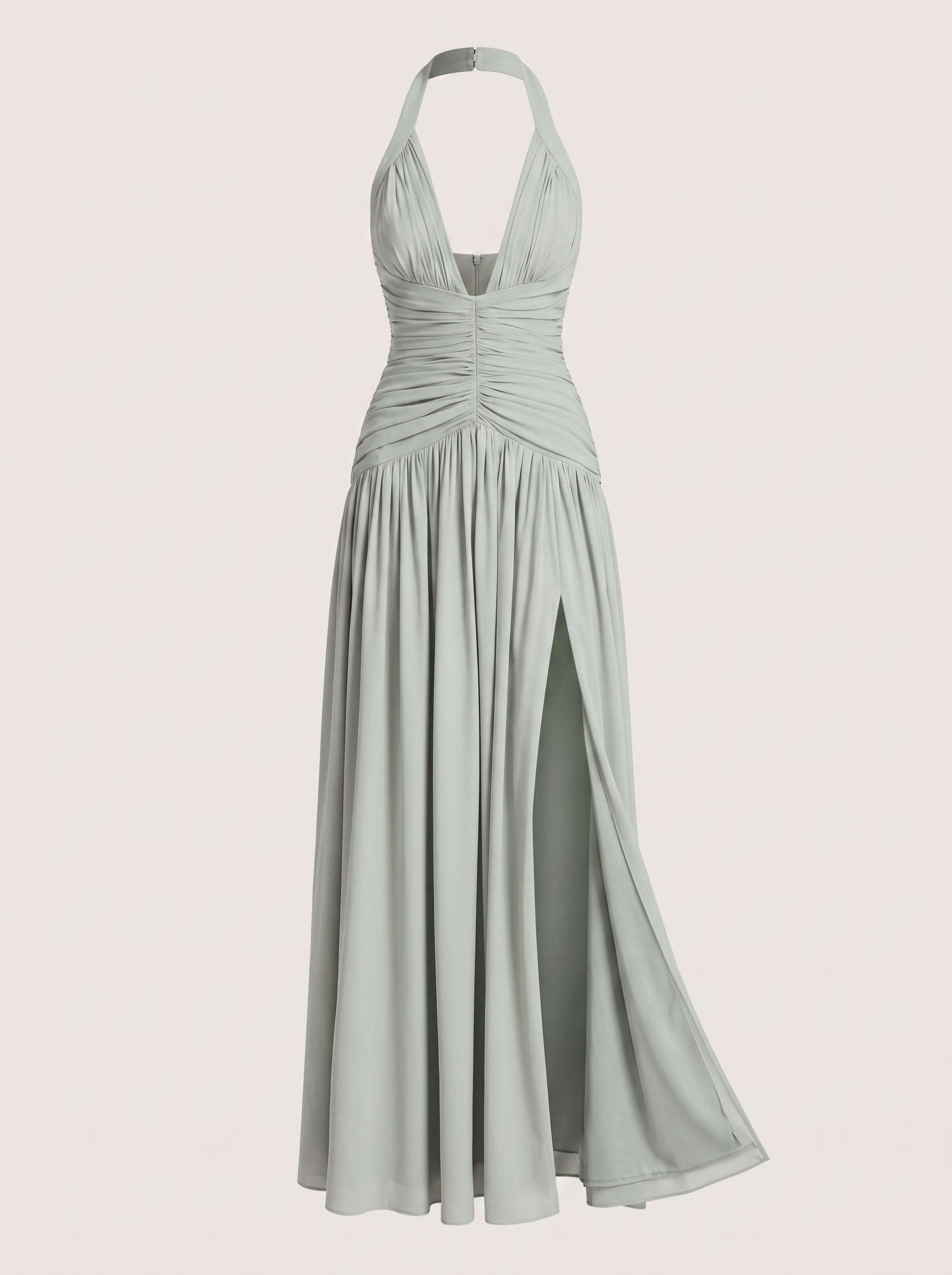 Chiffon Halter Maxi Dress with Thigh Slit