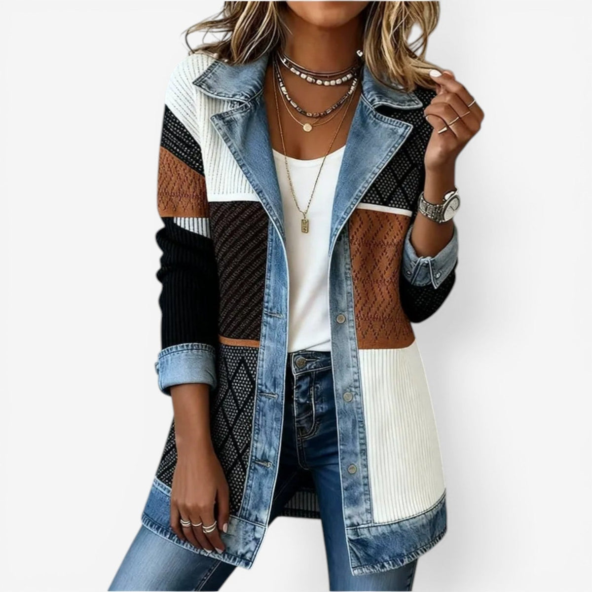 Layered Knit Button Jacket - view 4