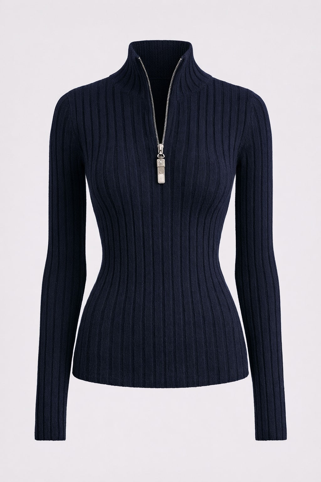 Cotton Long Sleeve Sweater with Slim Fit Half Zip - 1