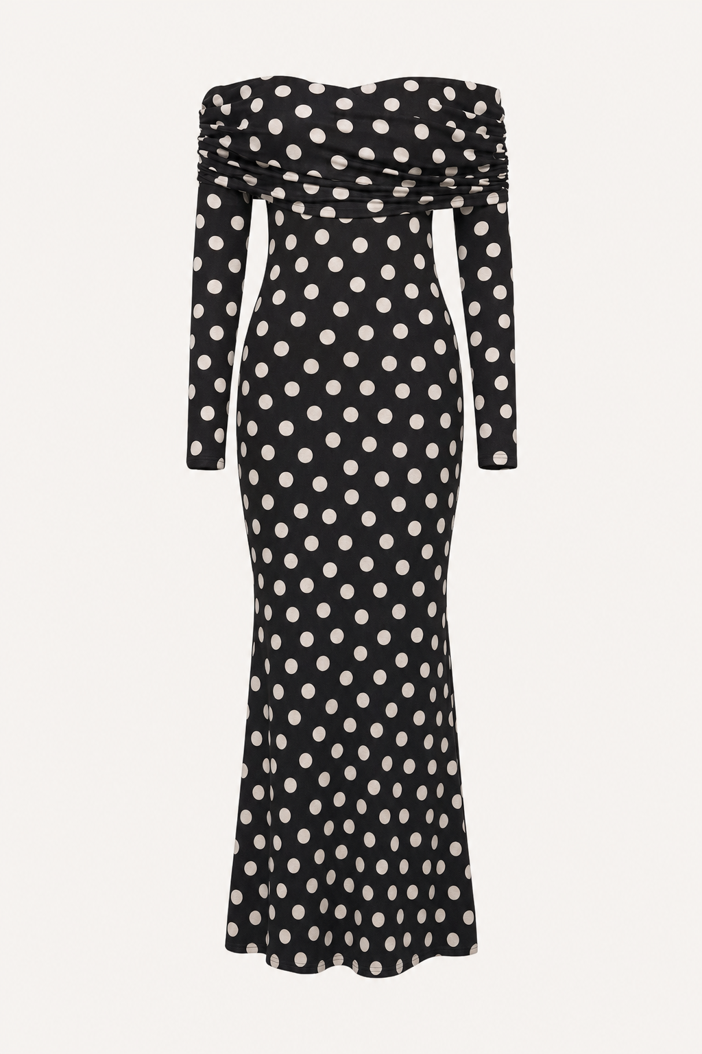 Polka Dot Off-Shoulder Maxi Dress