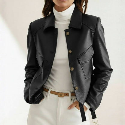 Slim Fit Leather Moto Jacket - view 4