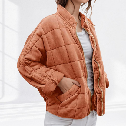 Quilted puffer jacket with high funnel neck - view 12