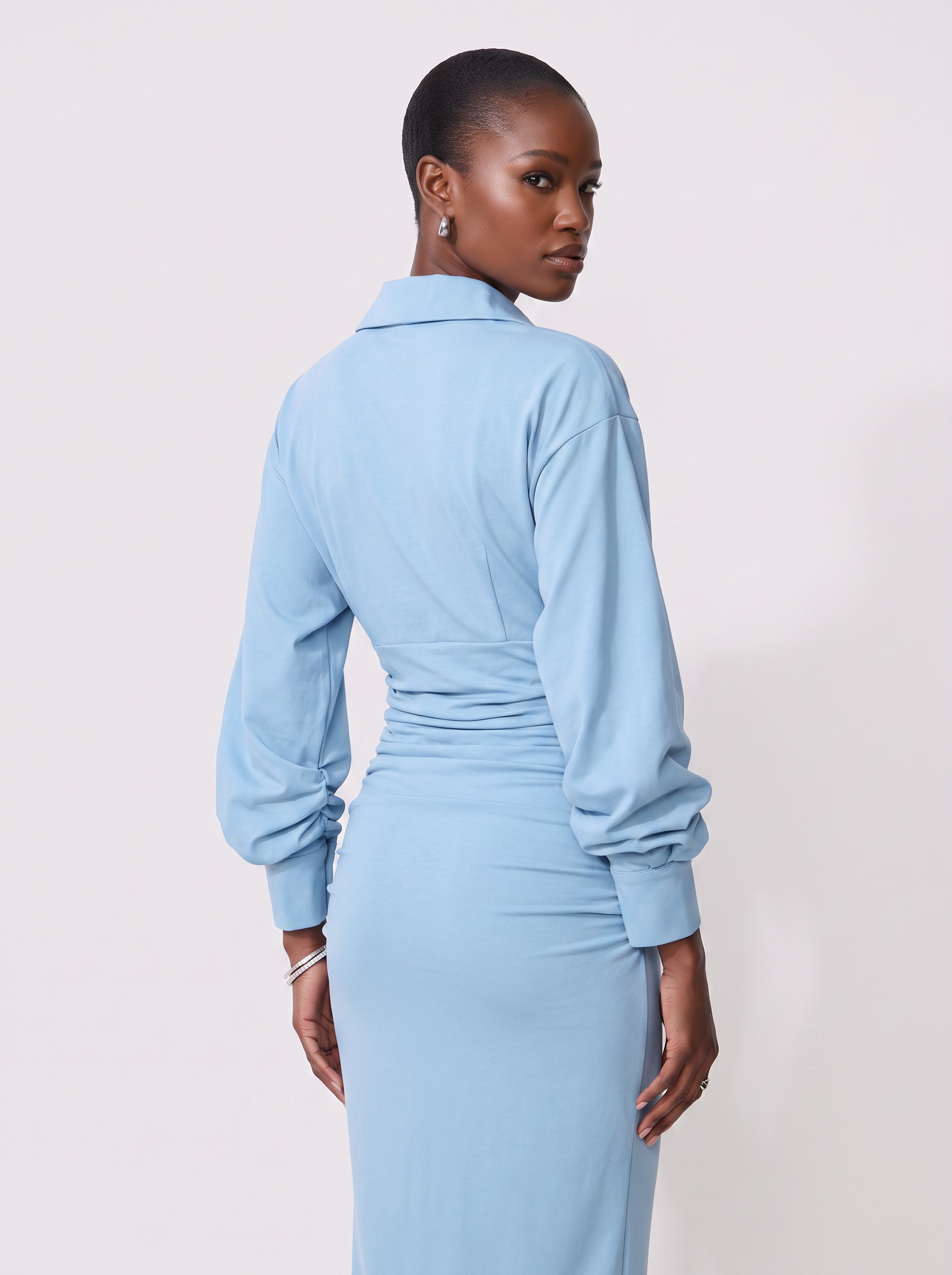 Polyamide Blend Ruched Midi Dress - view 4