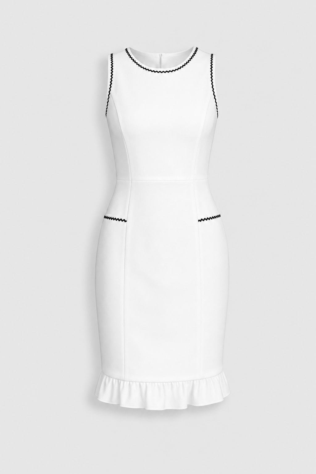 Cotton Lace Balloon Sleeve Sheath Midi Dress - 1