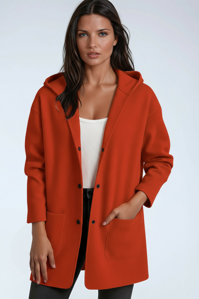 Wool blend hooded mid-length coat - view 9