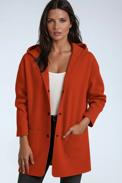 Wool blend hooded mid-length coat - view 9