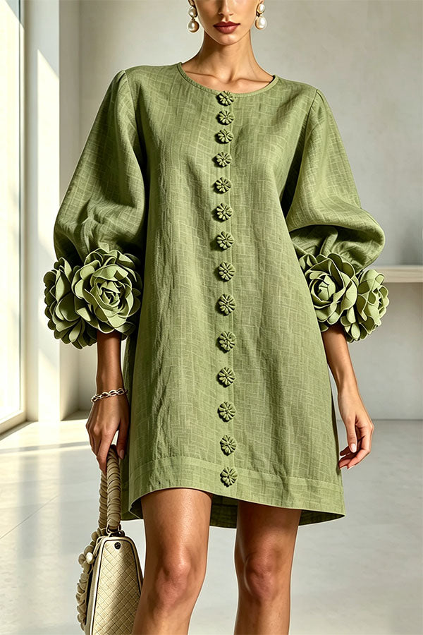 Linen Blend Button-Down Mini Dress - view 5