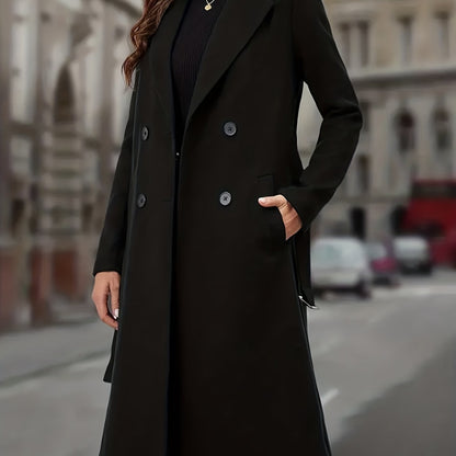 Black double-breasted long coat - view 2