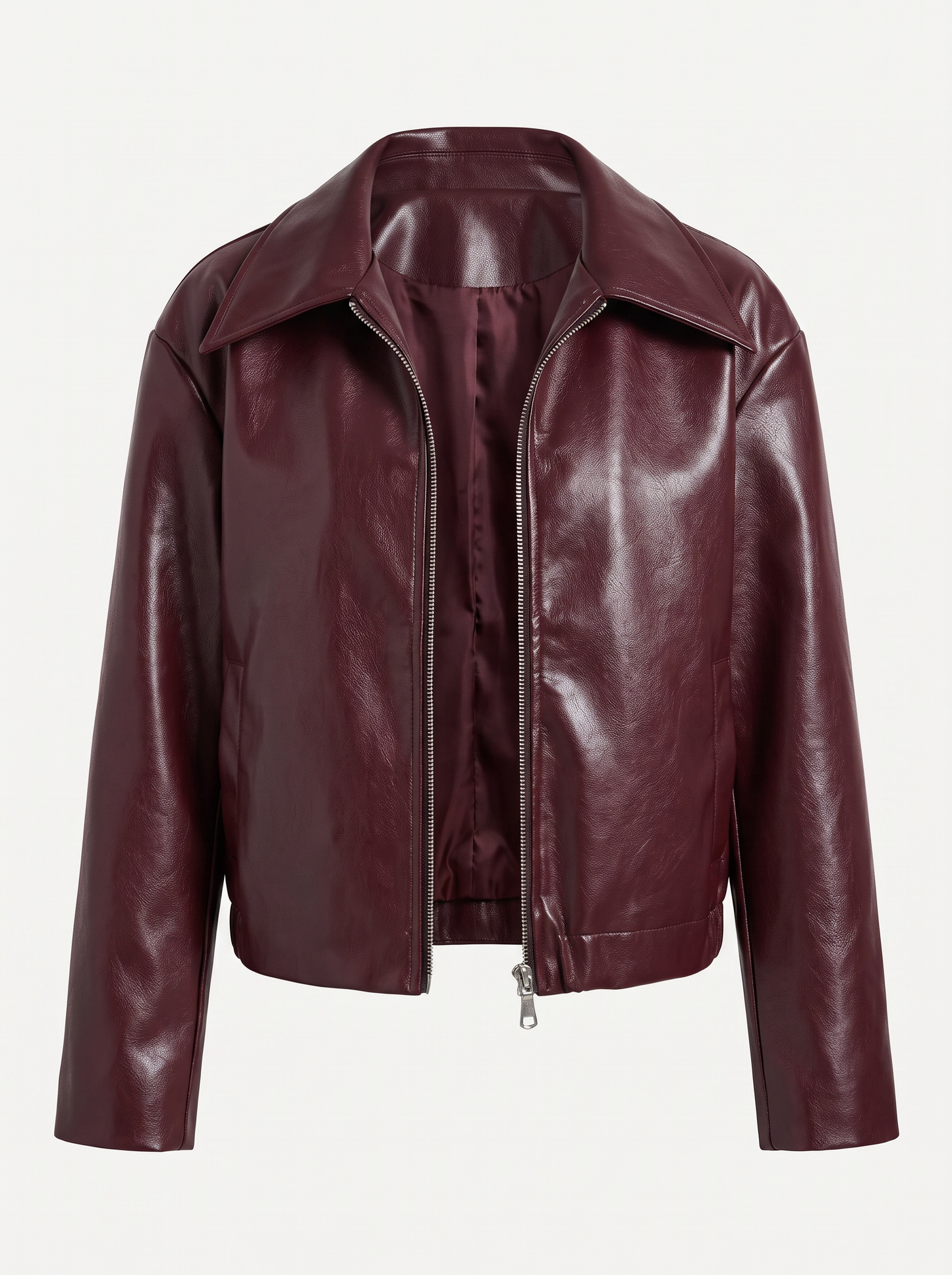 Oversized Cropped Faux Leather Jacket