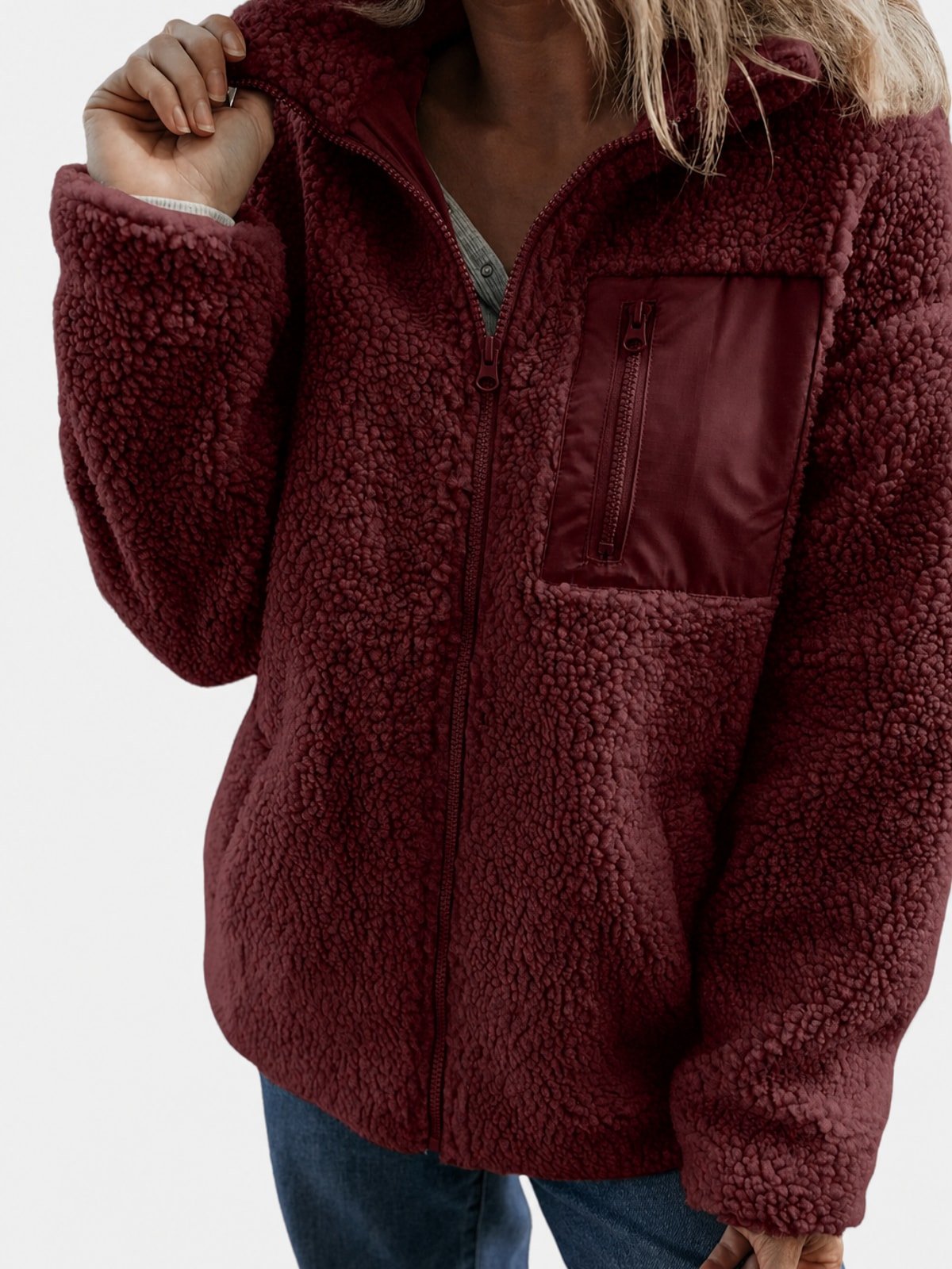 Women's Teddy Fleece Long Coat Cozy Winter Warmth - 7