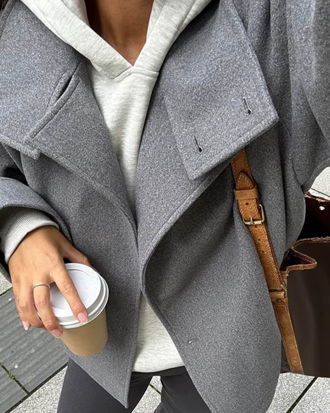 High Neck Tailored Coat, Cropped Fit - view 5