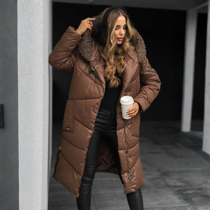 Quilted Hooded Coat Below Hip Length - view 2