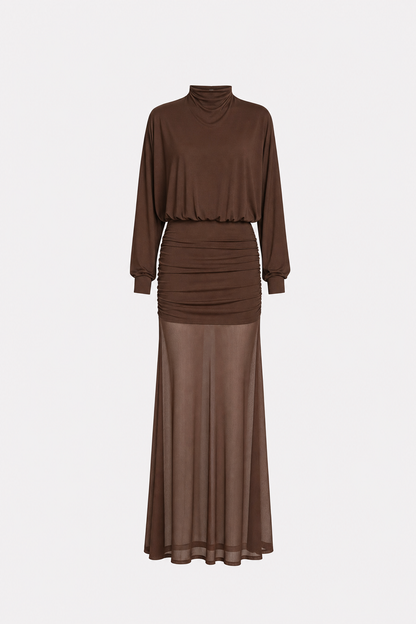 Ruched Mesh Modal Blend Maxi Dress - view 7