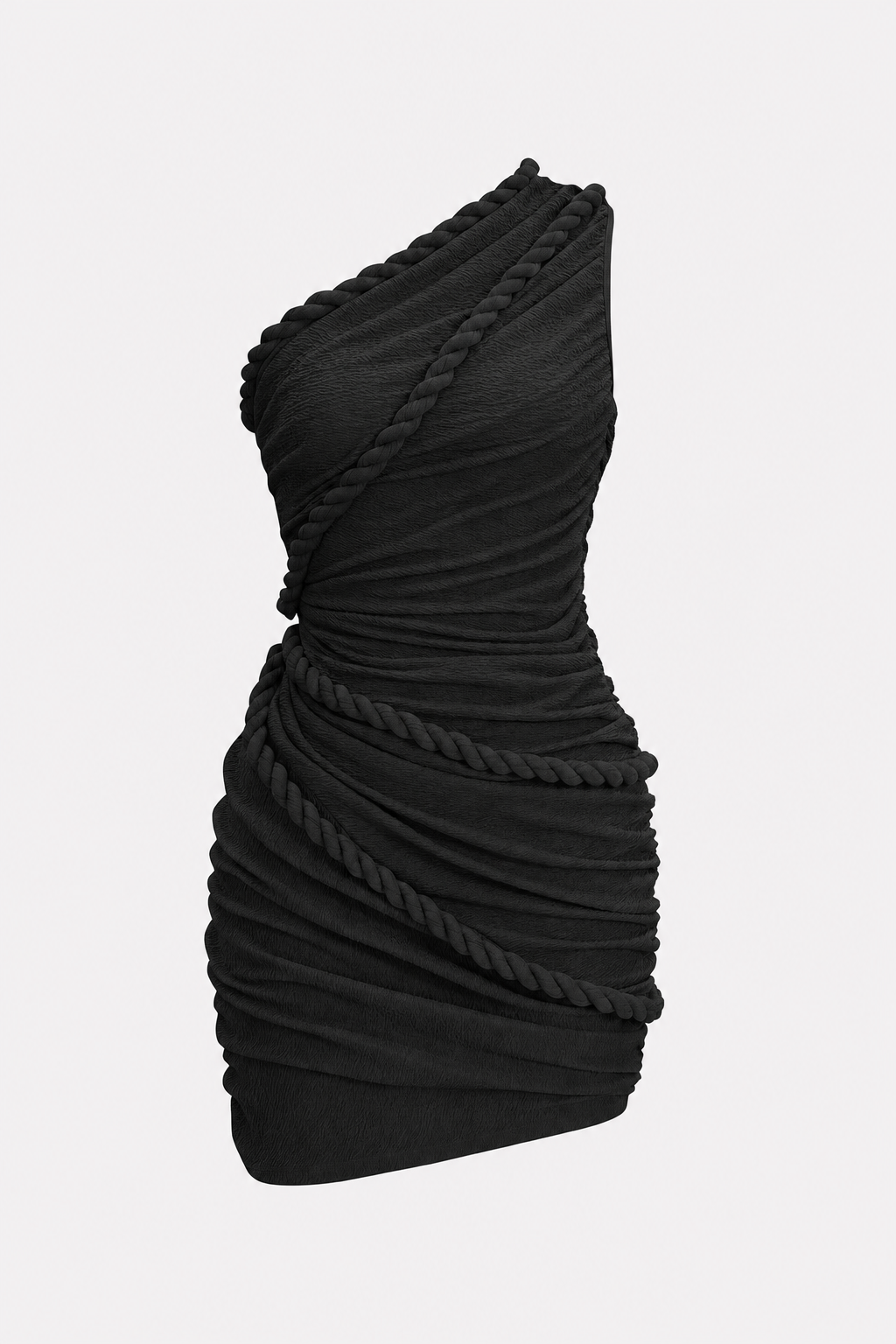 One-shoulder twist knot jersey mini dress - view 6