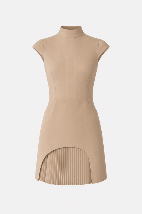 Cap Sleeve Mini Dress With Pleated Hem