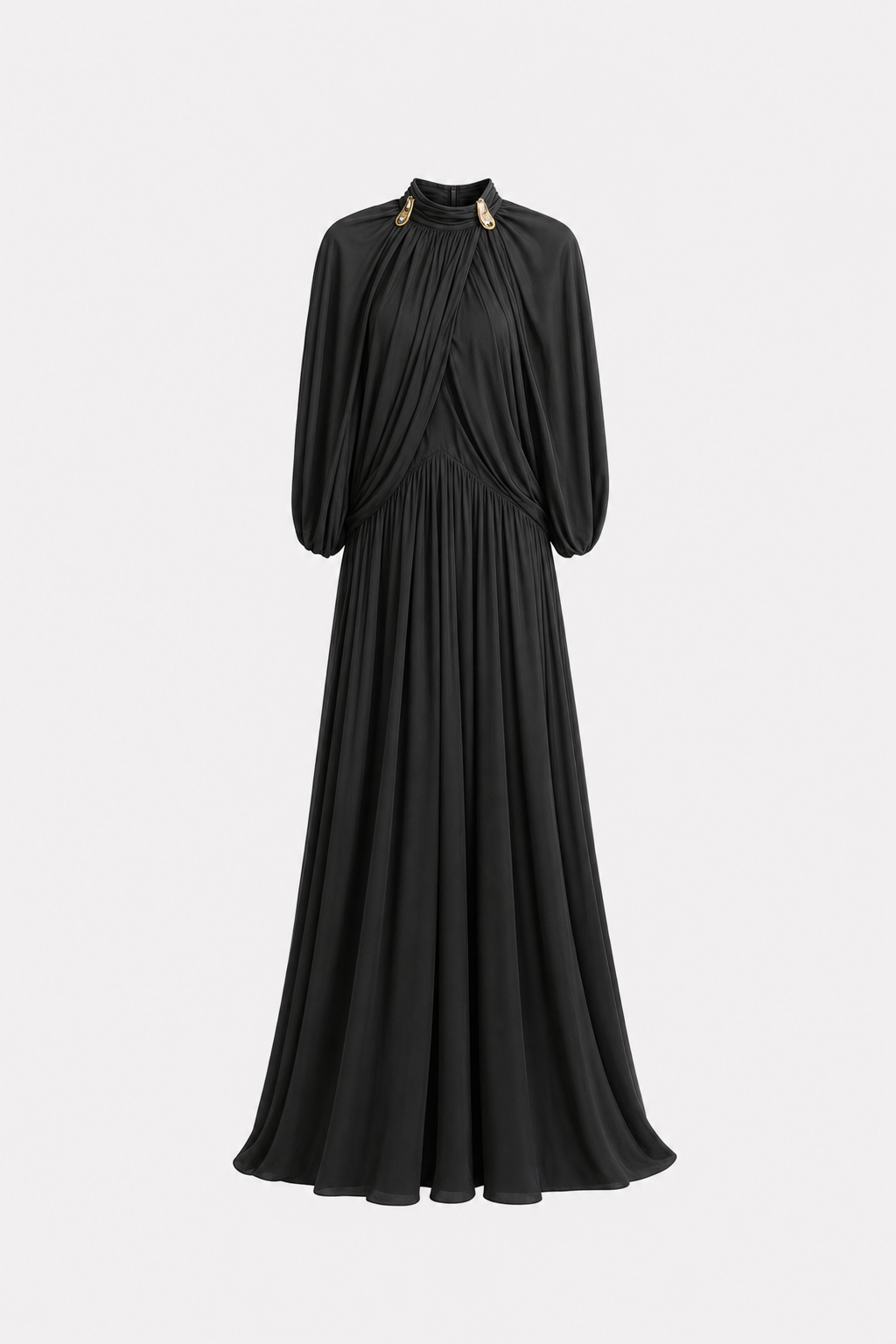 Black Cape Sleeve Knit Maxi Dress