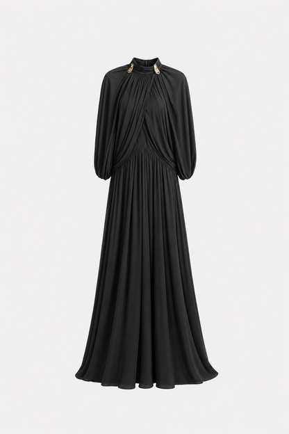 Black Cape Sleeve Knit Maxi Dress