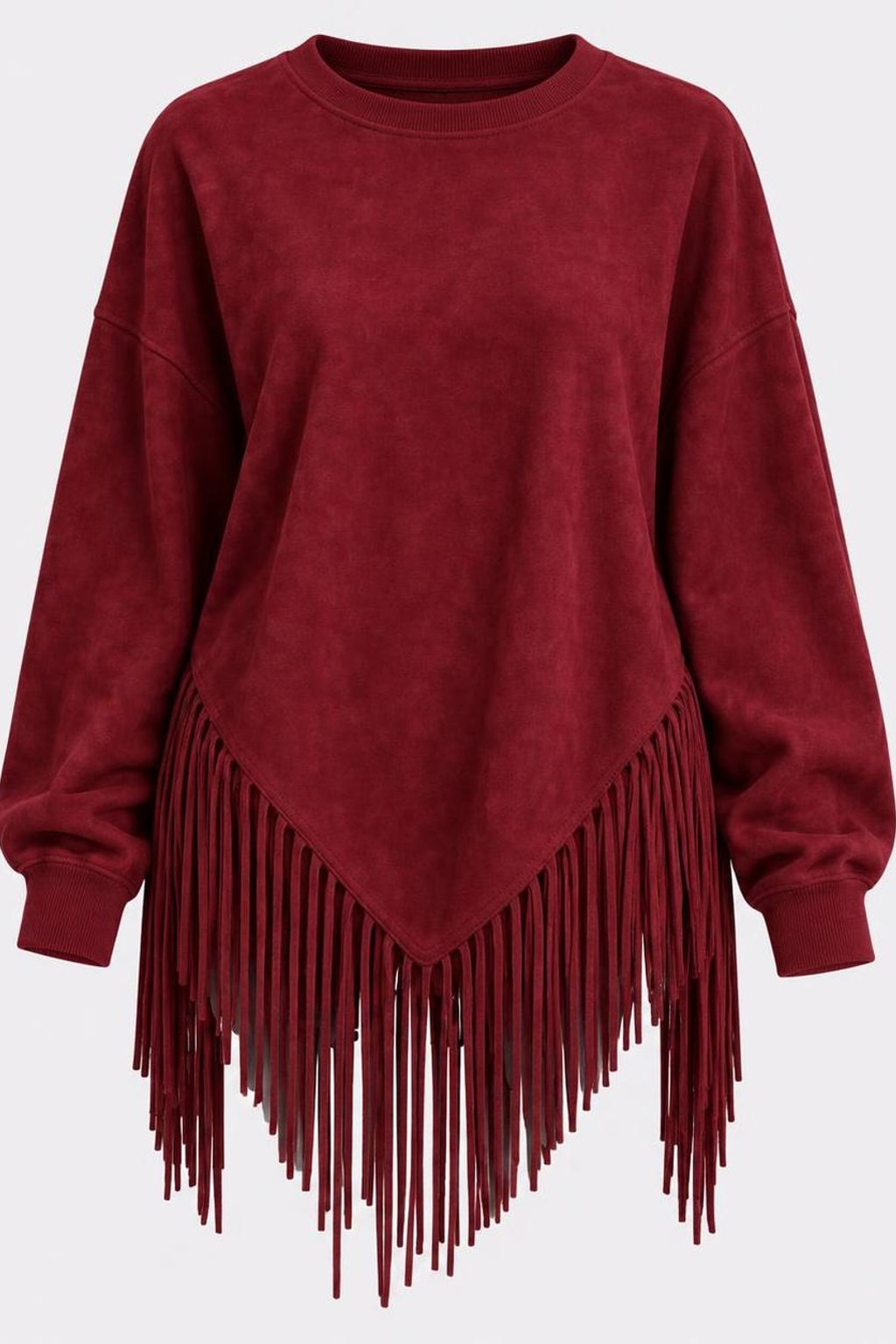 Tassel-Trim Loose Fit Pullover Hoodie - 1