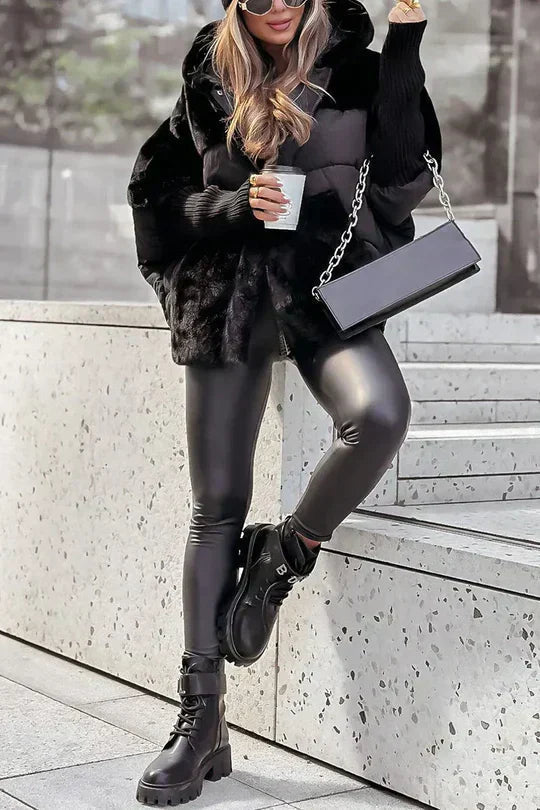 Faux Fur Trim Hooded Puffer Jacket - view 9