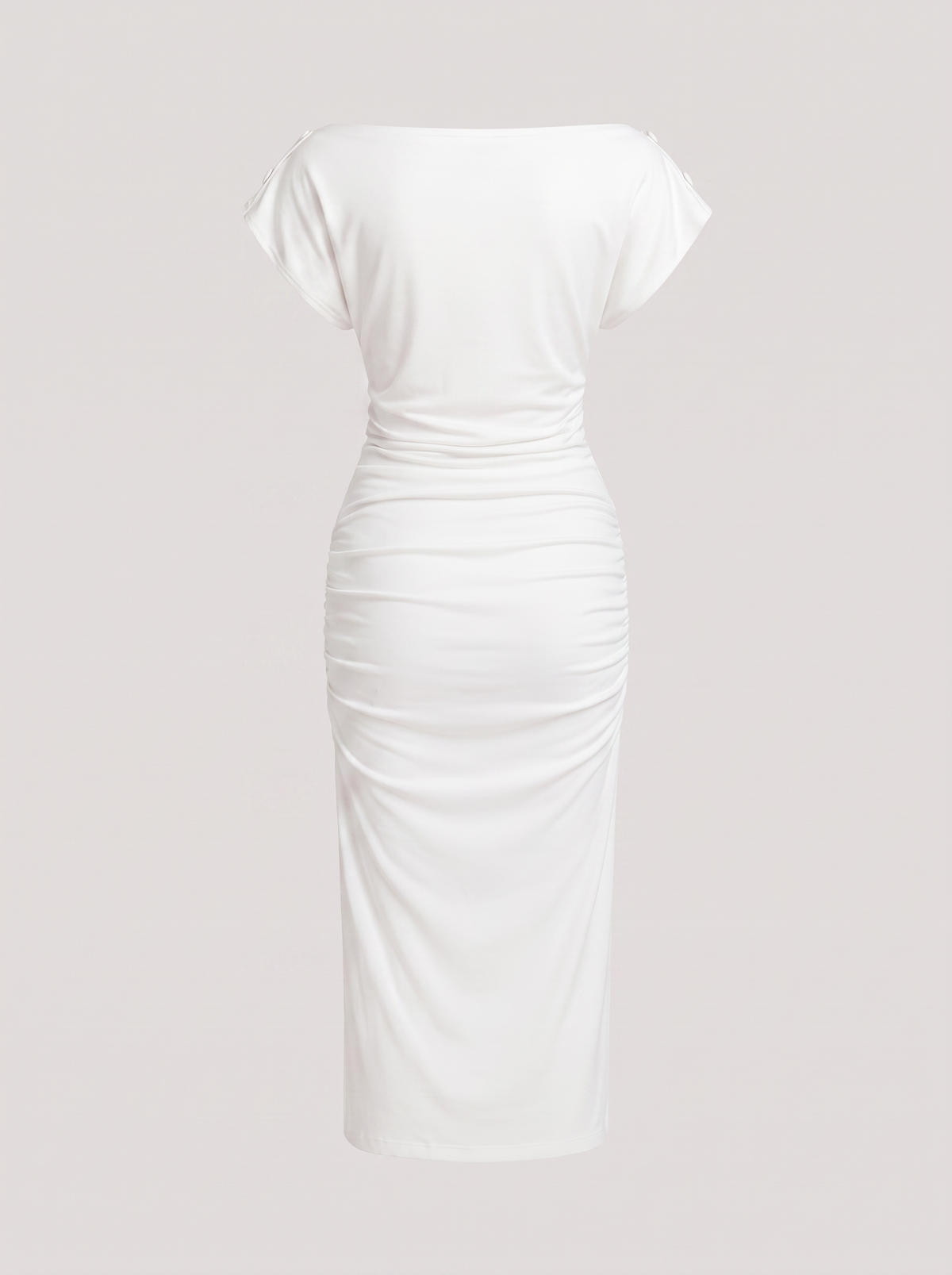 White viscose button-front midi dress - view 6