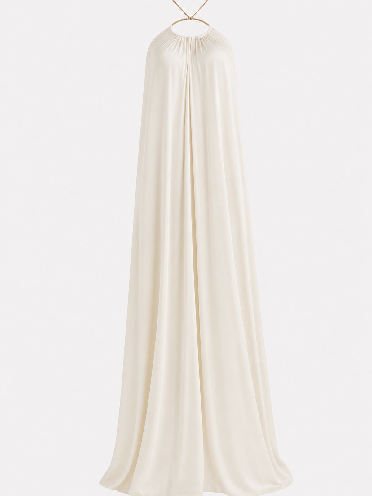 Effortless Polyester Halter Maxi Dress With Metal Chain Neckline - 1