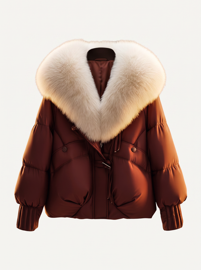 Fur Collar Short Puffer Coat in Five Colors