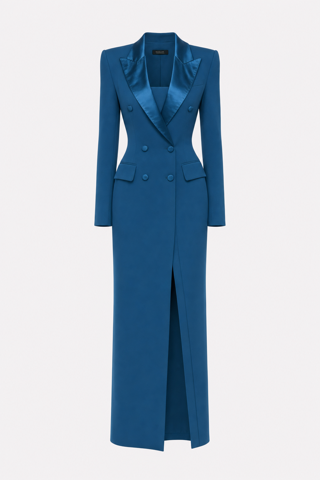 Satin double-breasted pencil blazer dress - view 12