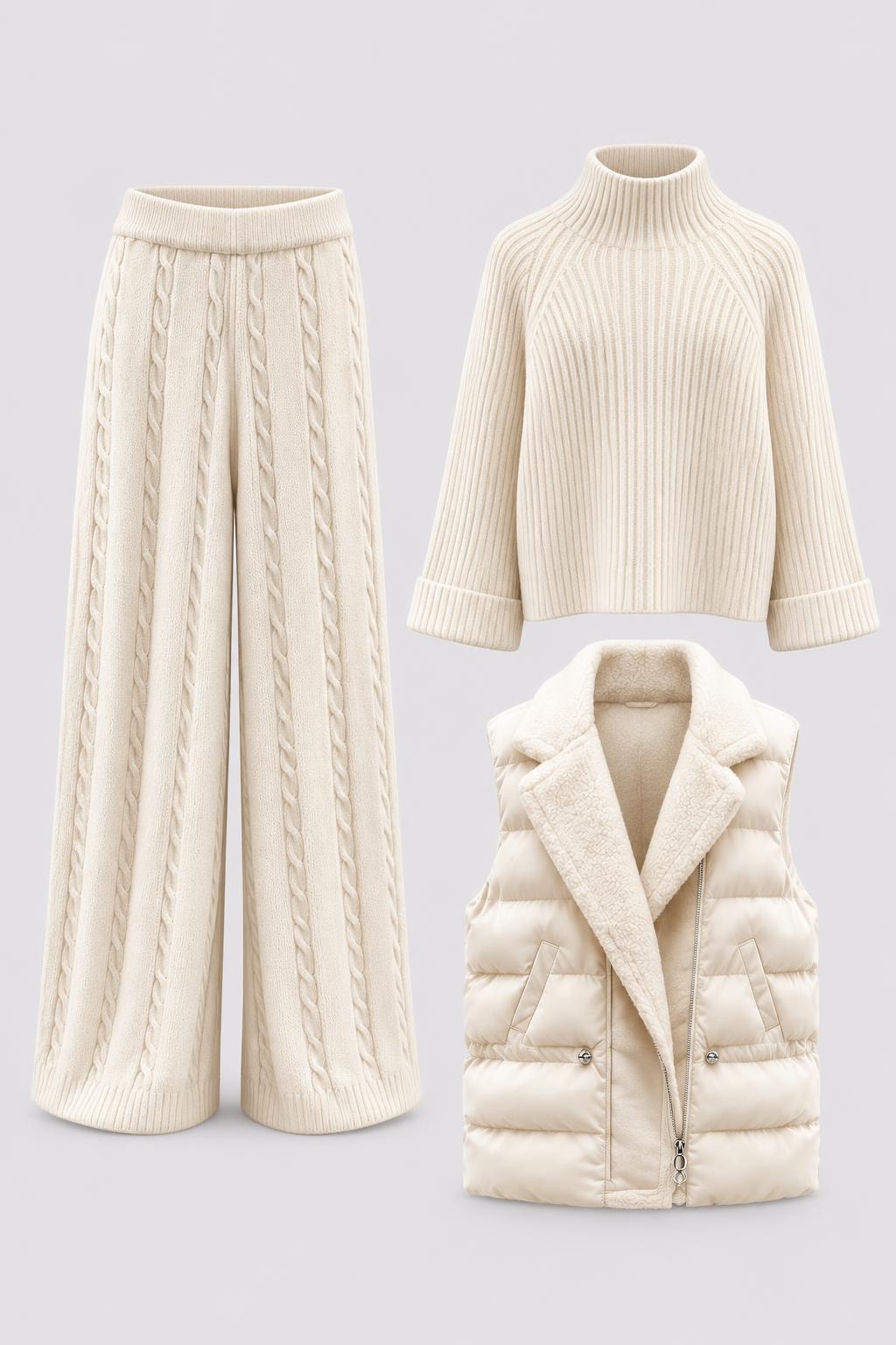 Cozy Wool Blend Sweater Vest and Pants Winter Set - 1
