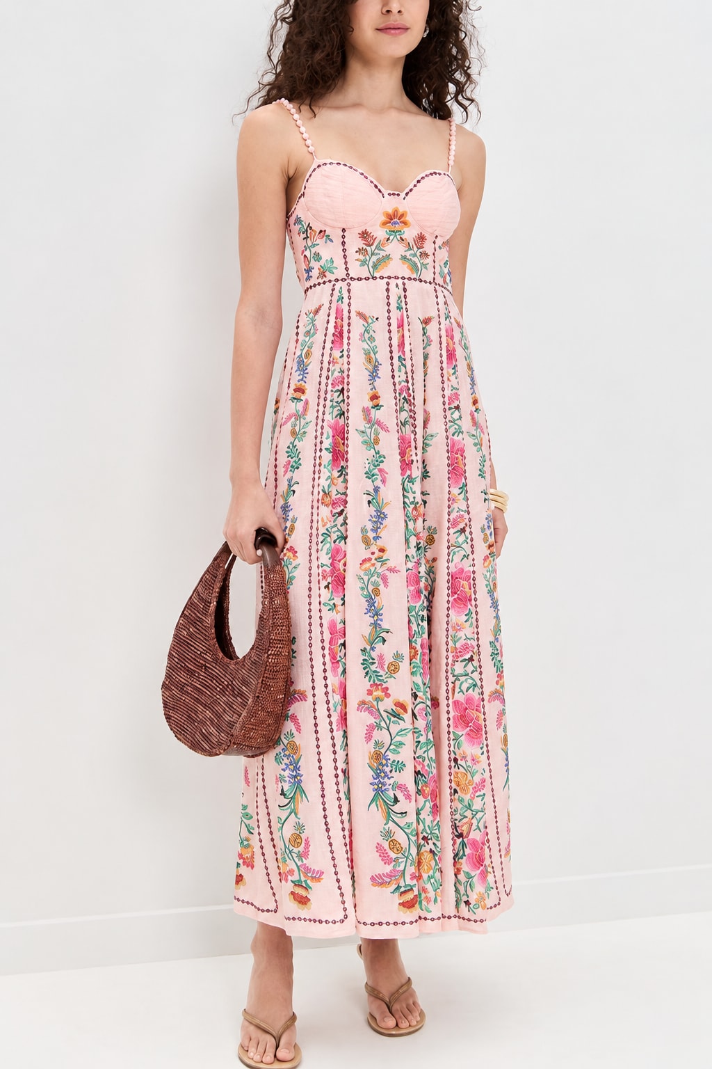 Linen Blend Maxi Dress Sweetheart Neck Vacation Style - 2